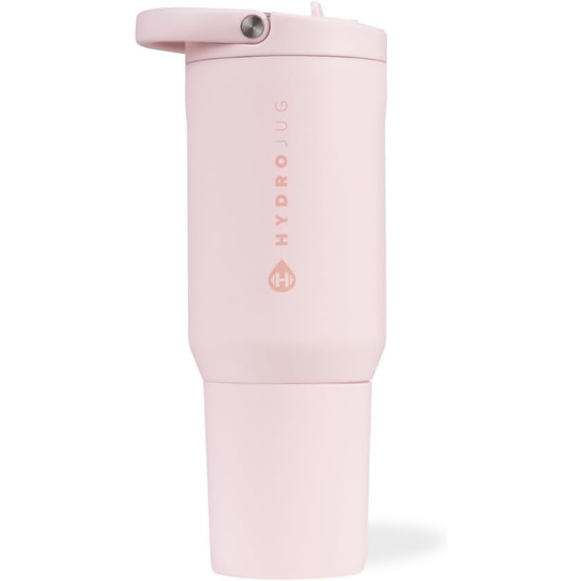 HydroJug Sport - Stainless Steel Tumbler with Straw, Vacuum Insulated, 32oz Leakproof Water Bottle, Ergonomic Design, Reusable, Dishwasher Safe, Rubber Base, Durable for Gym or Outdoors, Pink Sand
