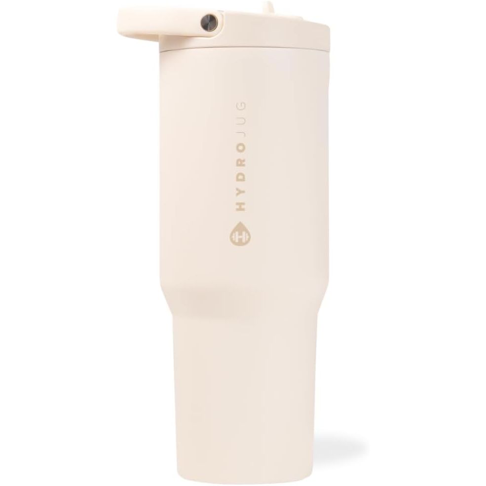 HydroJug Sport - Stainless Steel Tumbler with Straw, Vacuum Insulated, 32oz Leakproof Water Bottle, Ergonomic Design, Reusable, Dishwasher Safe, Rubber Base, Durable for Gym or Outdoors, Pink Sand