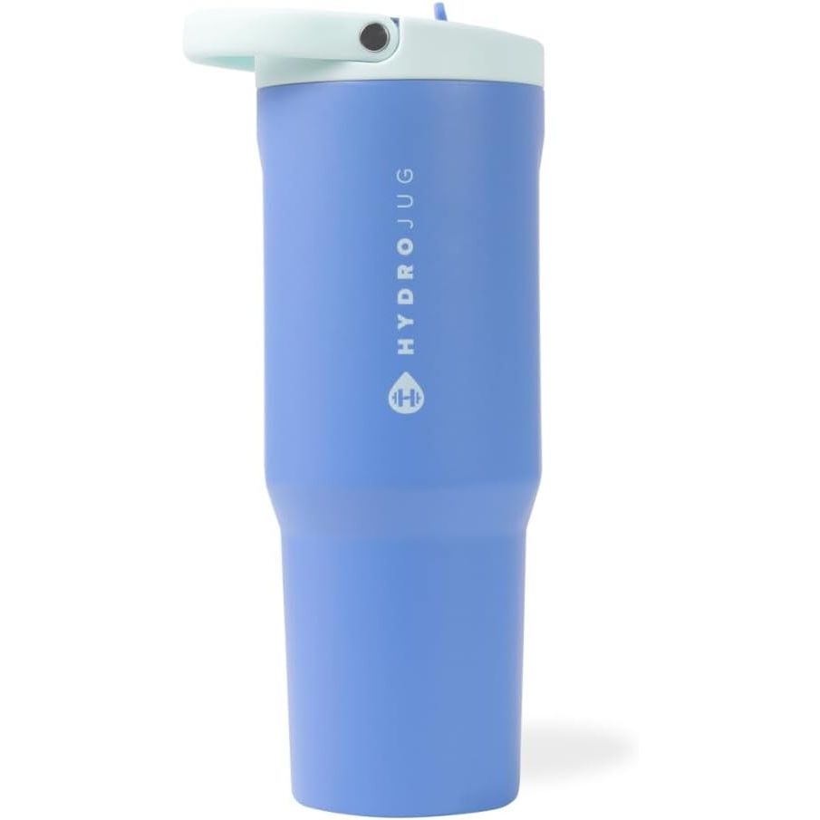 HydroJug Sport - Stainless Steel Tumbler with Straw, Vacuum Insulated, 32oz Leakproof Water Bottle, Ergonomic Design, Reusable, Dishwasher Safe, Rubber Base, Durable for Gym or Outdoors, Pink Sand