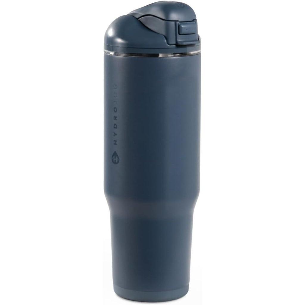 HydroJug Ease2o Water Bottle with Straw & Chug Lid, Stainless Steel, Vented Cap to Help Reduce Pressure, Water-Level Window, Cup Holder Friendly, Non-Slip Base – 32oz, Brown Leopard
