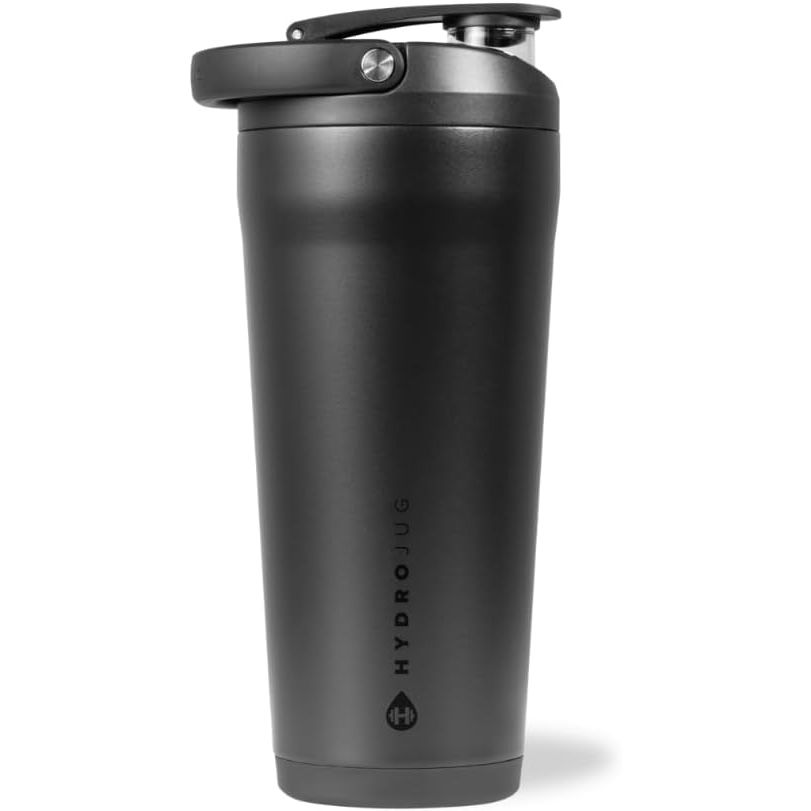 HydroJug 24 oz New Stainless Steel Shaker – Insulated, Leakproof, BPA-Free with Silent Mixing Grate – No Clumps, No Noise – Premium Shaker for Fitness, Sports & Everyday Use, Black Leopard