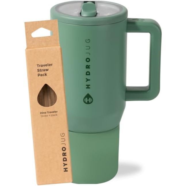 HydroJug Sage 20oz Traveler + Replacement Straws