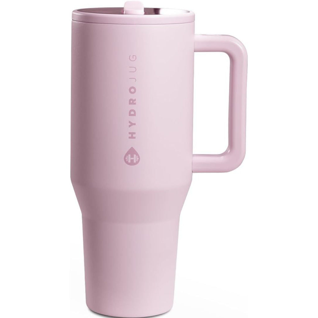 HydroJug Traveler - 40 oz Water Bottle with Handle & Flip Straw - Fits in Cup Holder, Leak Resistant Tumbler-Reusable Insulated Stainless Steel & Rubber Base - Gifts for Women & Men, Marigold