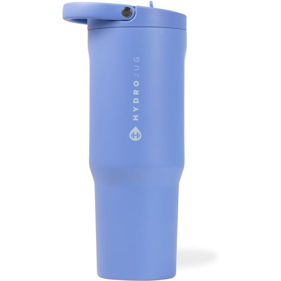 HydroJug Sport - Stainless Steel Tumbler with Straw, Vacuum Insulated, 32oz Leakproof Water Bottle, Ergonomic Design, Reusable, Dishwasher Safe, Rubber Base, Durable for Gym or Outdoors, Pink Sand