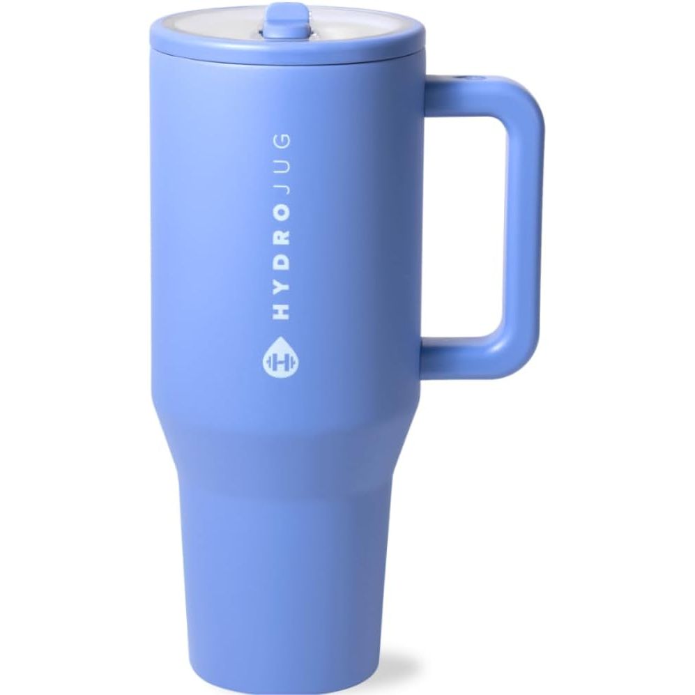 HydroJug Traveler - 40 oz Water Bottle with Handle & Flip Straw - Fits in Cup Holder, Leak Resistant Tumbler-Reusable Insulated Stainless Steel & Rubber Base - Gifts for Women & Men, Marigold