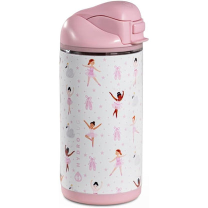HydroJug Ease2o 14oz Kids Insulated Stainless Steel Water Bottle, Dual Straw & Chug Lid, Leak-Resistant Locking Lid, Vented Cap, Cup Holder Friendly, BPA-Free – Ballerina