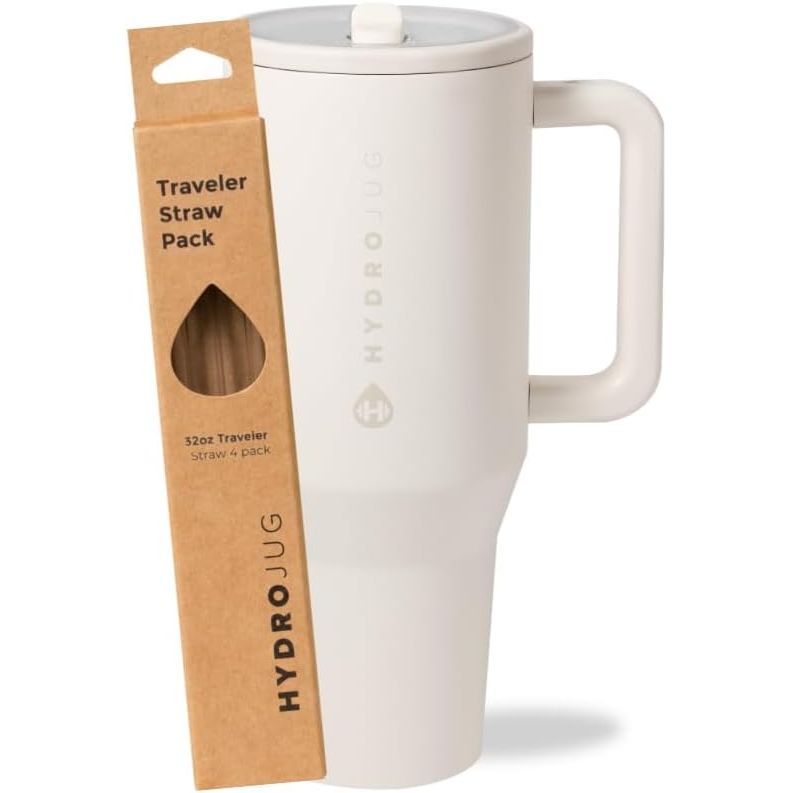 HydroJug Cream 32oz Traveler + Replacement Straws
