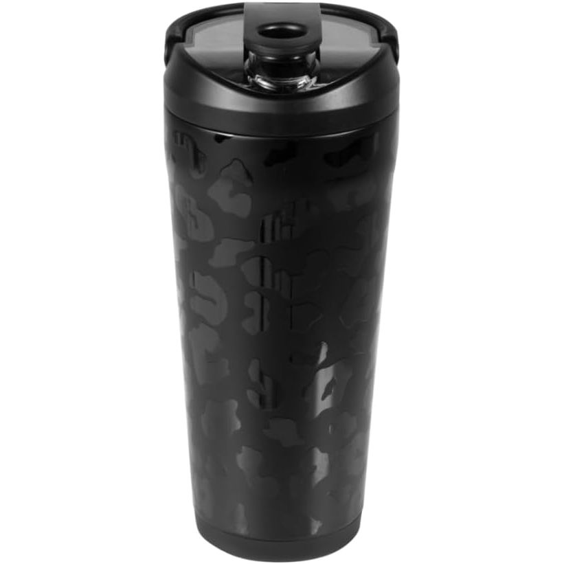 HydroJug 24 oz New Stainless Steel Shaker – Insulated, Leakproof, BPA-Free with Silent Mixing Grate – No Clumps, No Noise – Premium Shaker for Fitness, Sports & Everyday Use, Black Leopard