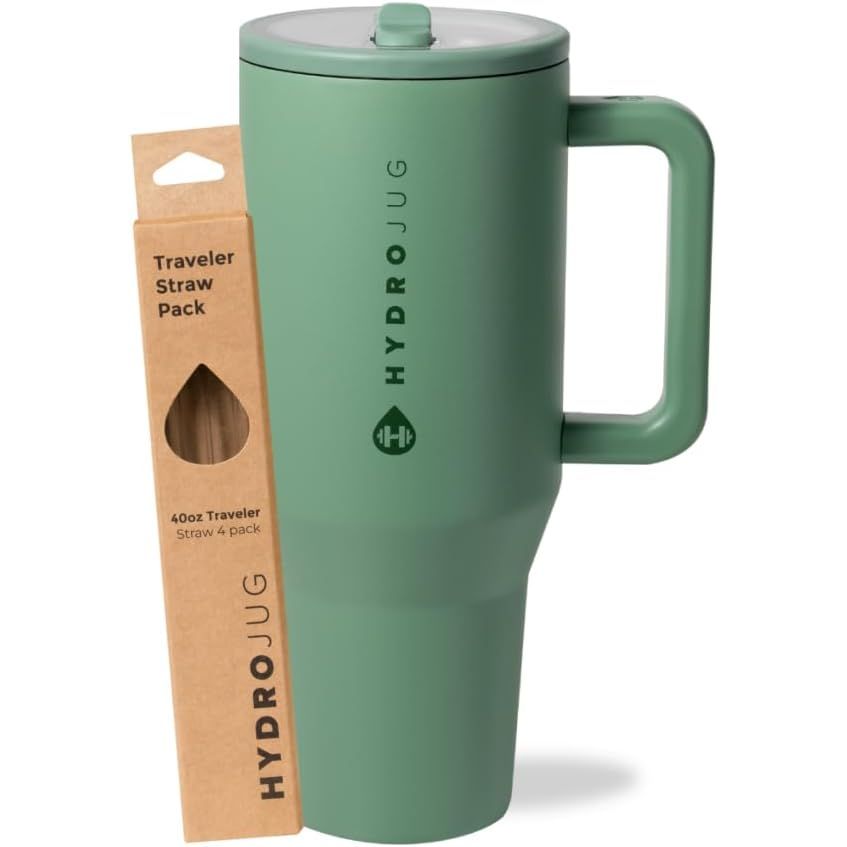 HydroJug Sage 40oz Traveler + Replacement Straws