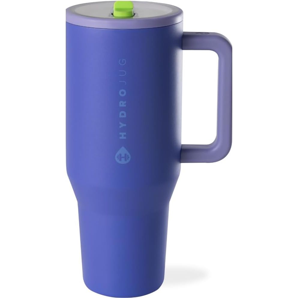 HydroJug Traveler - 40 oz Water Bottle with Handle & Flip Straw - Fits in Cup Holder, Leak Resistant Tumbler-Reusable Insulated Stainless Steel & Rubber Base - Gifts for Women & Men, Marigold
