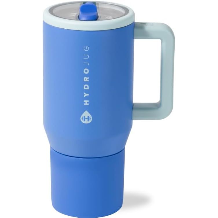 HydroJug Traveler - 20 oz Water Bottle with Handle & Flip Straw - Fits in Cup Holder, Leak Resistant Tumbler-Reusable Insulated Stainless Steel & Rubber Base - Gifts for Women & Men, Wildrose