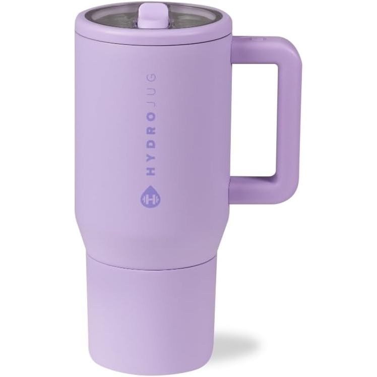 HydroJug Traveler - 20 oz Water Bottle with Handle & Flip Straw - Fits in Cup Holder, Leak Resistant Tumbler-Reusable Insulated Stainless Steel & Rubber Base - Gifts for Women & Men, Wildrose