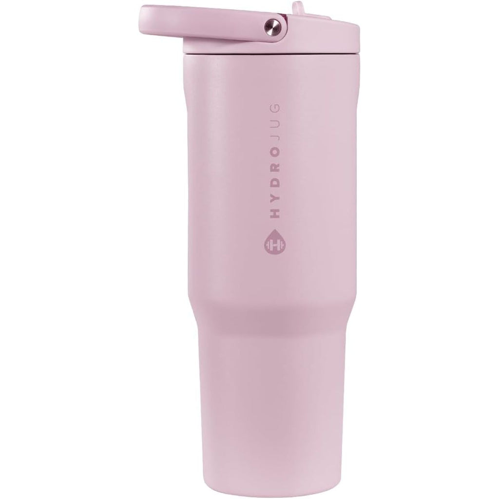 HydroJug Sport - Stainless Steel Tumbler with Straw, Vacuum Insulated, 32oz Leakproof Water Bottle, Ergonomic Design, Reusable, Dishwasher Safe, Rubber Base, Durable for Gym or Outdoors, Pink Sand