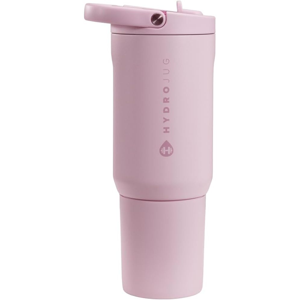 HydroJug Sport - Stainless Steel Tumbler with Straw, Vacuum Insulated, 32oz Leakproof Water Bottle, Ergonomic Design, Reusable, Dishwasher Safe, Rubber Base, Durable for Gym or Outdoors, Pink Sand