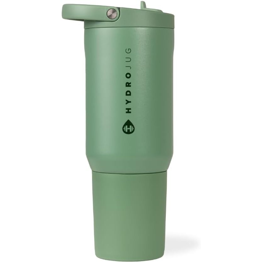 HydroJug Sport - Stainless Steel Tumbler with Straw, Vacuum Insulated, 32oz Leakproof Water Bottle, Ergonomic Design, Reusable, Dishwasher Safe, Rubber Base, Durable for Gym or Outdoors, Pink Sand