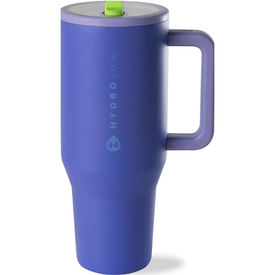 HydroJug Traveler - 40 oz Water Bottle with Handle & Flip Straw - Fits in Cup Holder, Leak Resistant Tumbler-Reusable Insulated Stainless Steel & Rubber Base - Gifts for Women & Men, Marigold