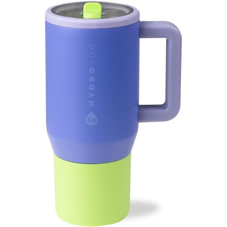 HydroJug Traveler - 20 oz Water Bottle with Handle & Flip Straw - Fits in Cup Holder, Leak Resistant Tumbler-Reusable Insulated Stainless Steel & Rubber Base - Gifts for Women & Men, Wildrose