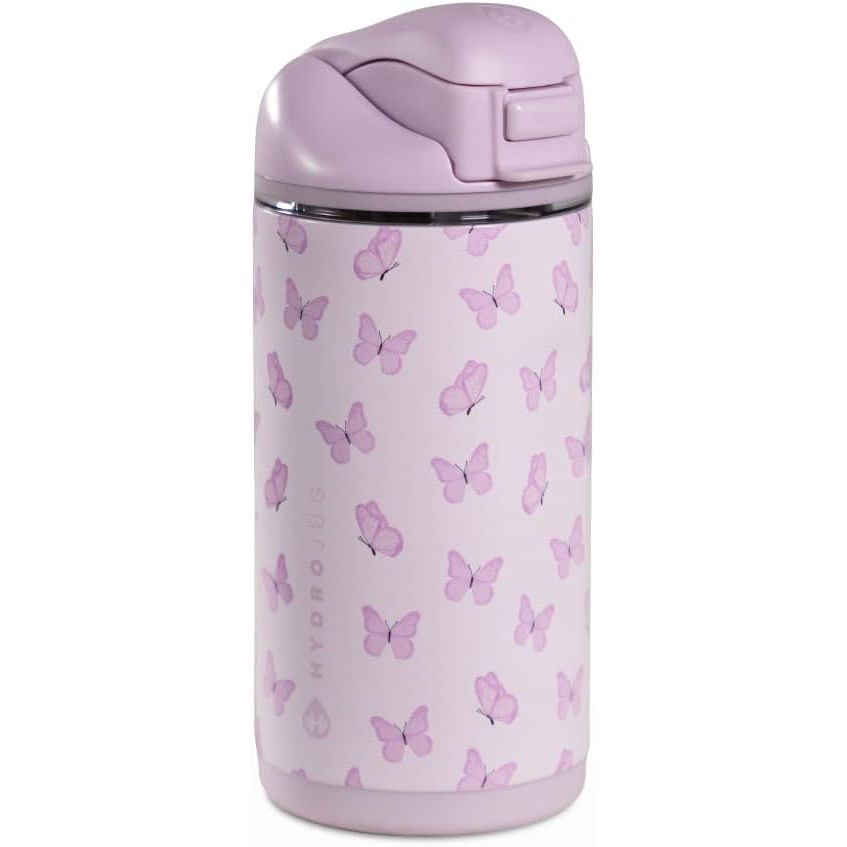 HydroJug Ease2o 14oz Kids Insulated Stainless Steel Water Bottle, Dual Straw & Chug Lid, Leak-Resistant Locking Lid, Vented Cap, Cup Holder Friendly, BPA-Free – Ballerina