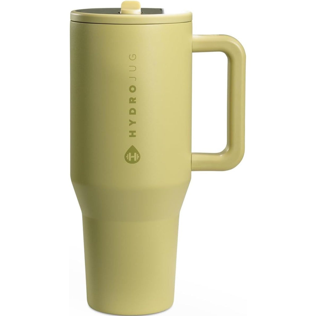HydroJug Traveler - 40 oz Water Bottle with Handle & Flip Straw - Fits in Cup Holder, Leak Resistant Tumbler-Reusable Insulated Stainless Steel & Rubber Base - Gifts for Women & Men, Marigold