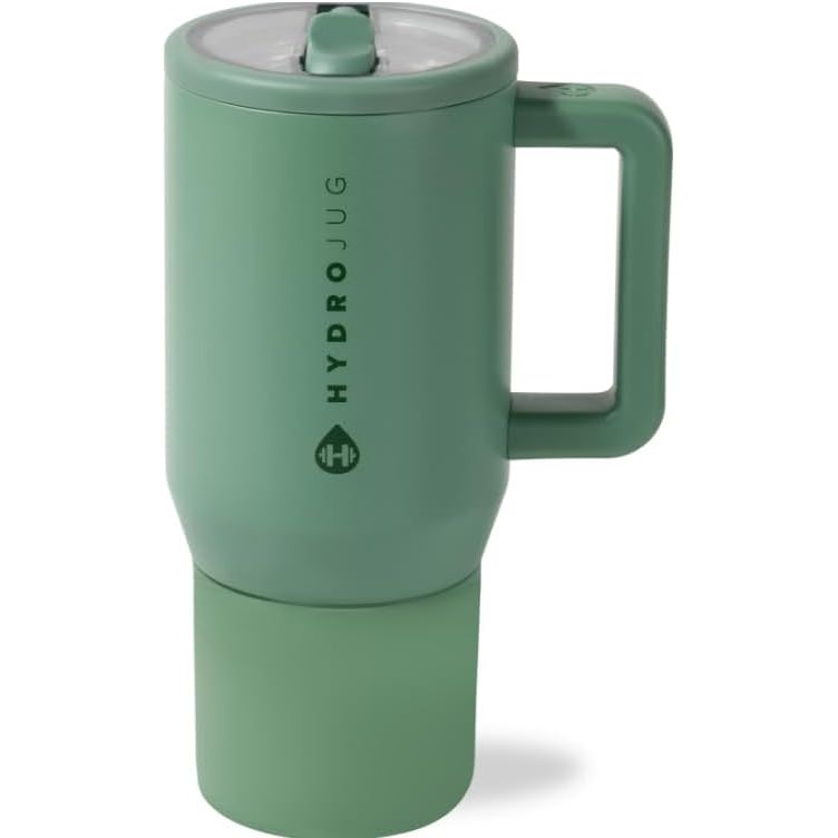 HydroJug Traveler - 20 oz Water Bottle with Handle & Flip Straw - Fits in Cup Holder, Leak Resistant Tumbler-Reusable Insulated Stainless Steel & Rubber Base - Gifts for Women & Men, Wildrose