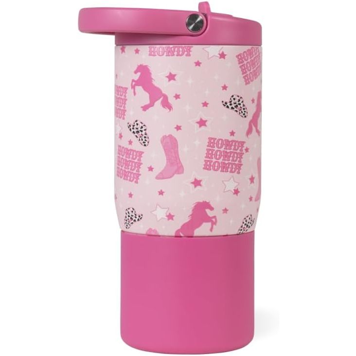 HydroJug Kids 14 oz Sport Water Bottle – Stainless Steel, Insulated, 100% Leakproof, With Carry Handle, BPA-Free – Kid-Friendly Design – Durable & Dishwasher Safe, Primrose