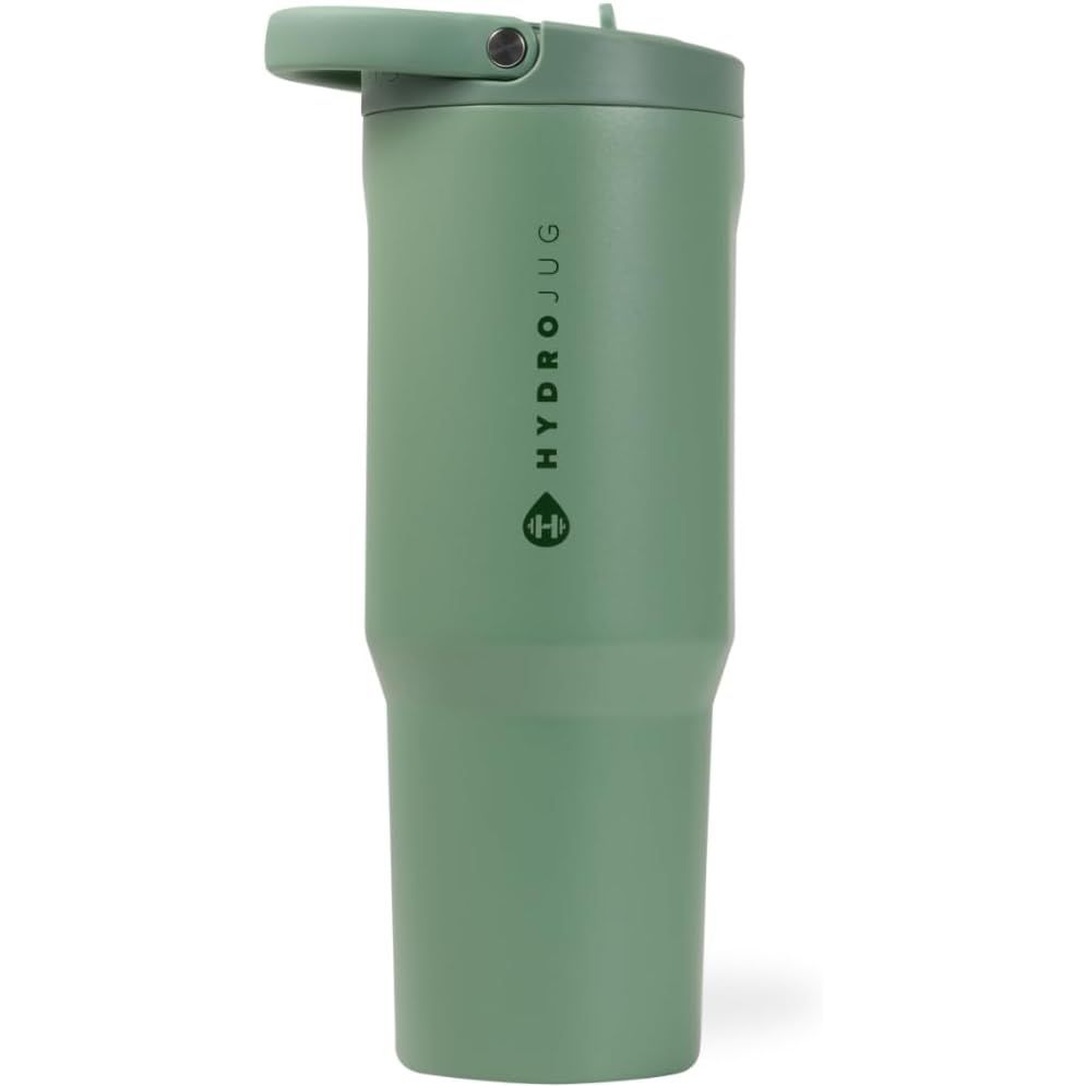 HydroJug Sport - Stainless Steel Tumbler with Straw, Vacuum Insulated, 32oz Leakproof Water Bottle, Ergonomic Design, Reusable, Dishwasher Safe, Rubber Base, Durable for Gym or Outdoors, Pink Sand