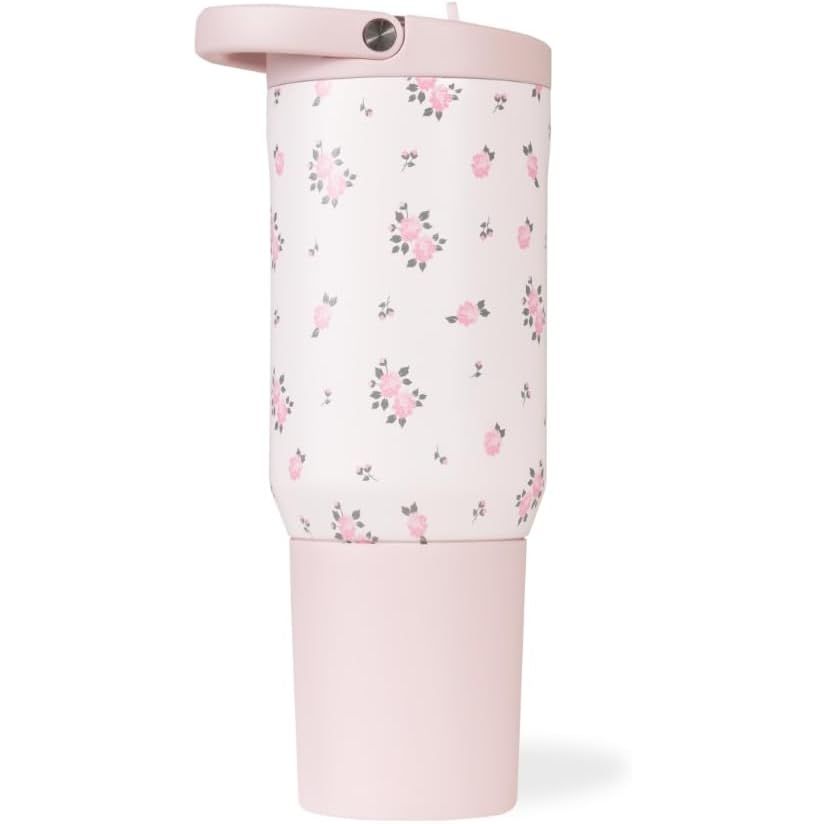 HydroJug Sport - Stainless Steel Tumbler with Straw, Vacuum Insulated, 32oz Leakproof Water Bottle, Ergonomic Design, Reusable, Dishwasher Safe, Rubber Base, Durable for Gym or Outdoors, Pink Sand