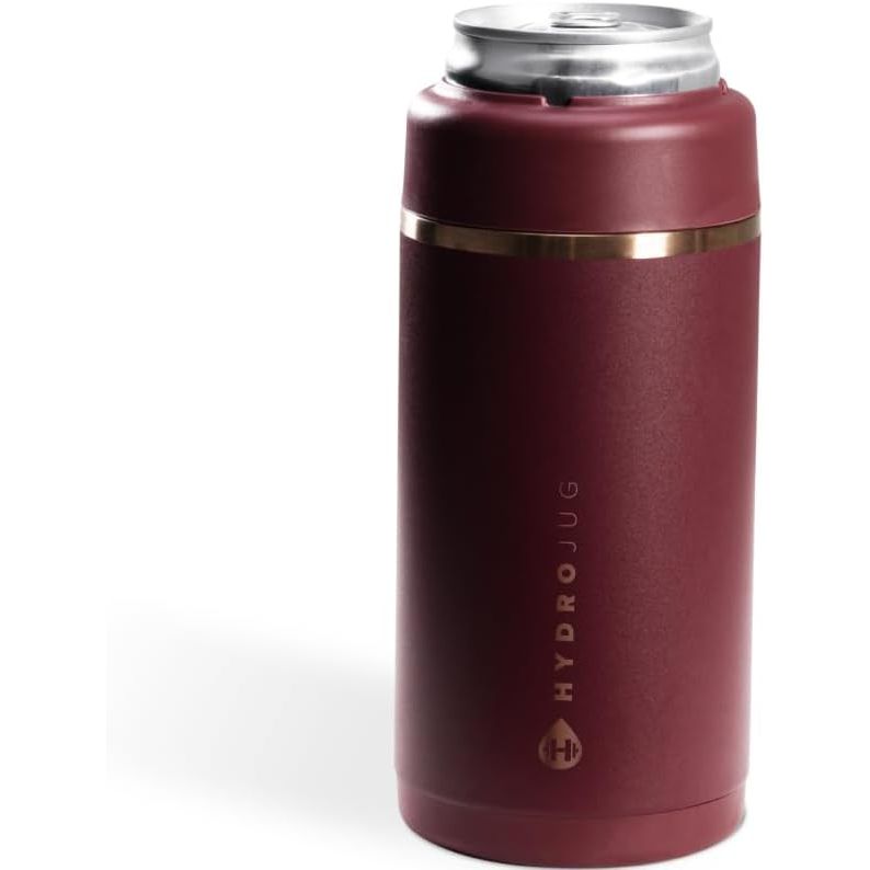 HydroJug Slim Can Cooler - 2-in-1 Insulated Can Cooler Cup - Stainless Steel Slim Can Holder with Non-Slip Rubber Base - Screw-Top Lid - Dishwasher Safe - 12oz, Rodeo