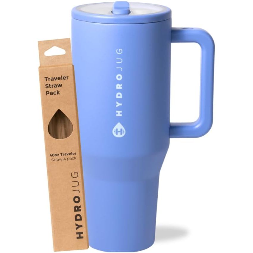 HydroJug Light Blue 40oz Traveler + Replacement Straws