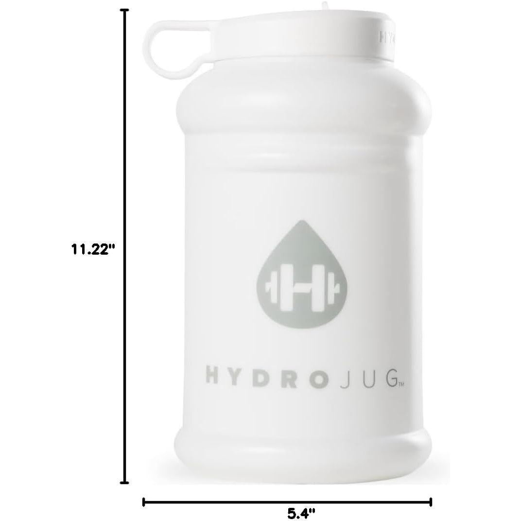 HydroJug Half Gallon Water Bottle 73oz - Refillable, Reusable Jug With Carry Handle - Leakproof Guarantee - Great For On-The-Go Hydration - Dishwasher Safe, BPA Free, White (Pro Jug V2)