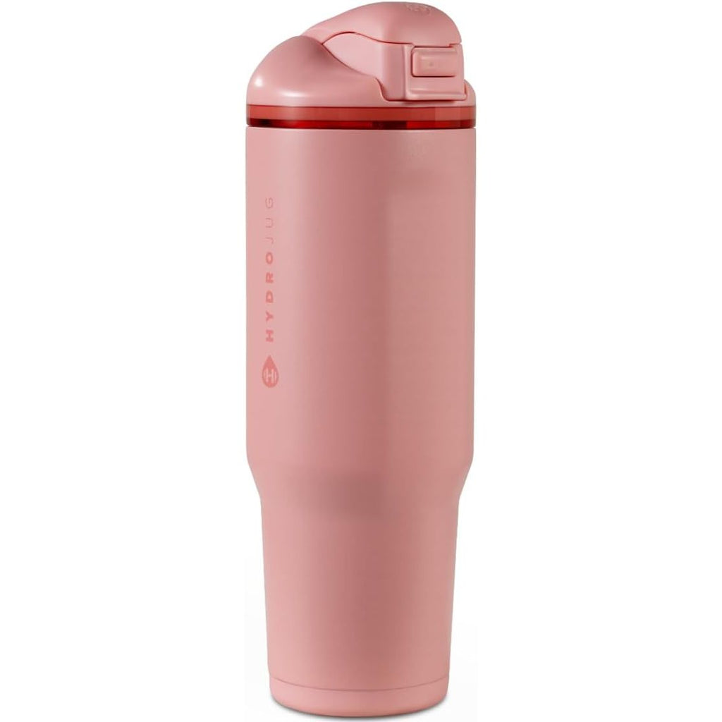 HydroJug Ease2o Water Bottle with Straw & Chug Lid, Stainless Steel, Vented Cap to Help Reduce Pressure, Water-Level Window, Cup Holder Friendly, Non-Slip Base – 32oz, Brown Leopard