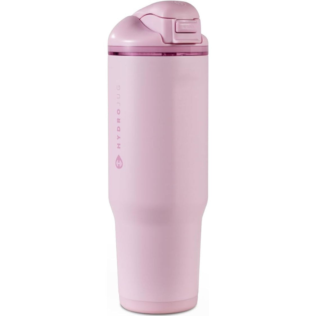HydroJug Ease2o Water Bottle with Straw & Chug Lid, Stainless Steel, Vented Cap to Help Reduce Pressure, Water-Level Window, Cup Holder Friendly, Non-Slip Base – 32oz, Brown Leopard