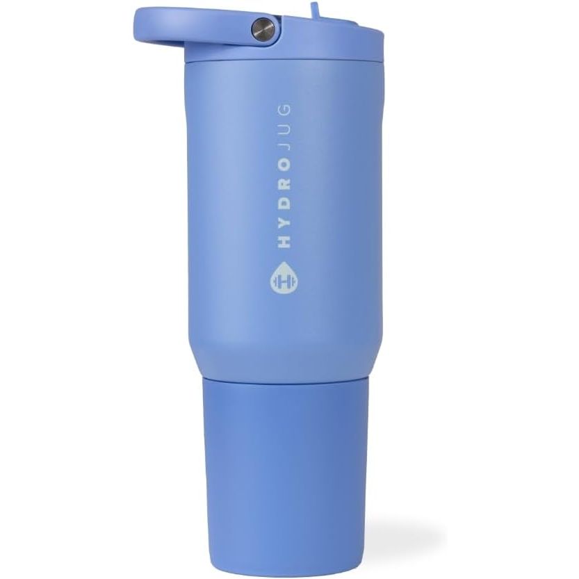 HydroJug Sport - Stainless Steel Tumbler with Straw, Vacuum Insulated, 32oz Leakproof Water Bottle, Ergonomic Design, Reusable, Dishwasher Safe, Rubber Base, Durable for Gym or Outdoors, Pink Sand