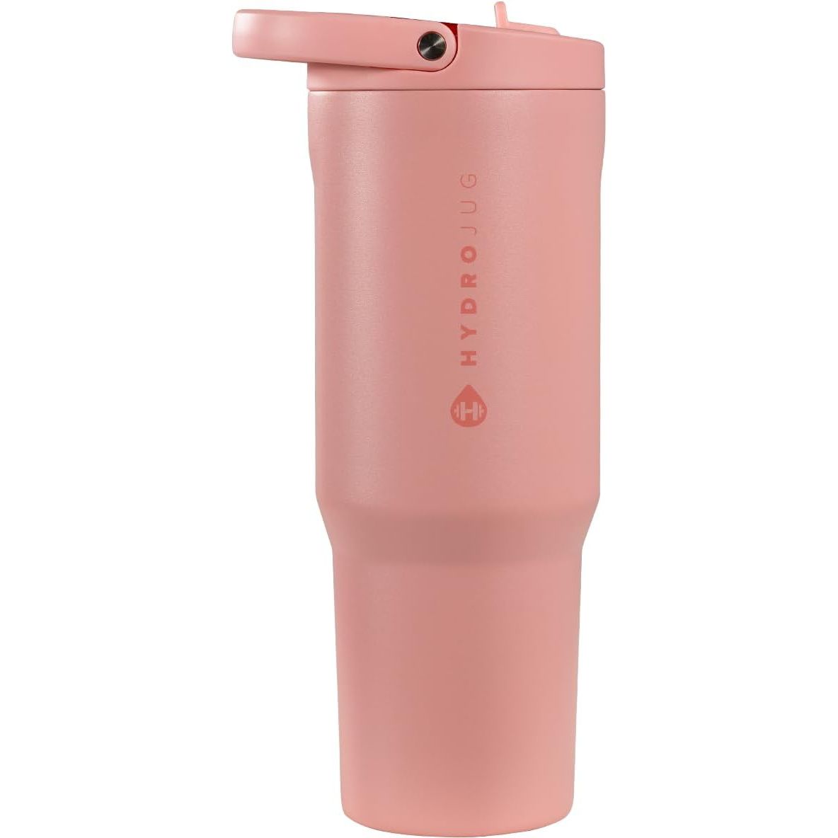 HydroJug Sport - Stainless Steel Tumbler with Straw, Vacuum Insulated, 32oz Leakproof Water Bottle, Ergonomic Design, Reusable, Dishwasher Safe, Rubber Base, Durable for Gym or Outdoors, Pink Sand