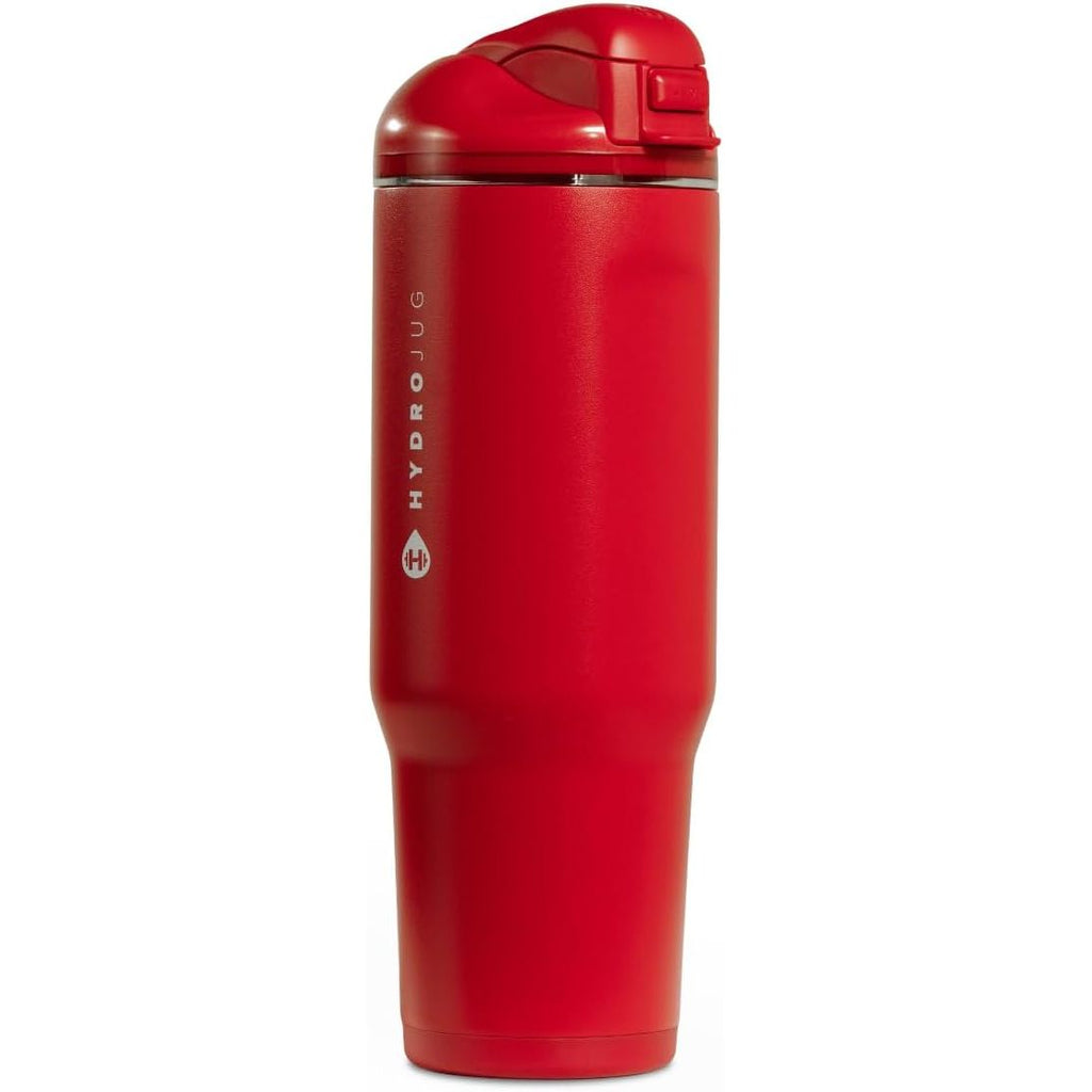 HydroJug Ease2o Water Bottle with Straw & Chug Lid, Stainless Steel, Vented Cap to Help Reduce Pressure, Water-Level Window, Cup Holder Friendly, Non-Slip Base – 32oz, Brown Leopard