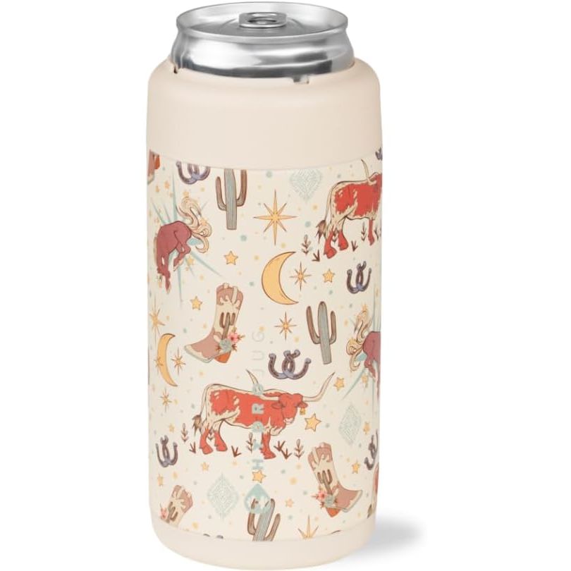 HydroJug Slim Can Cooler - 2-in-1 Insulated Can Cooler Cup - Stainless Steel Slim Can Holder with Non-Slip Rubber Base - Screw-Top Lid - Dishwasher Safe - 12oz, Rodeo