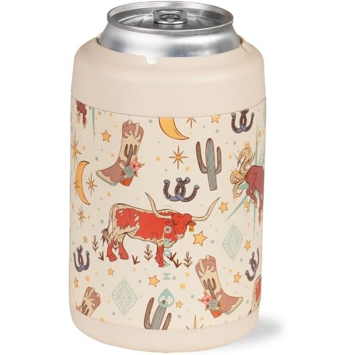 HydroJug Slim Can Cooler - 2-in-1 Insulated Can Cooler Cup - Stainless Steel Slim Can Holder with Non-Slip Rubber Base - Screw-Top Lid - Dishwasher Safe - 12oz, Rodeo