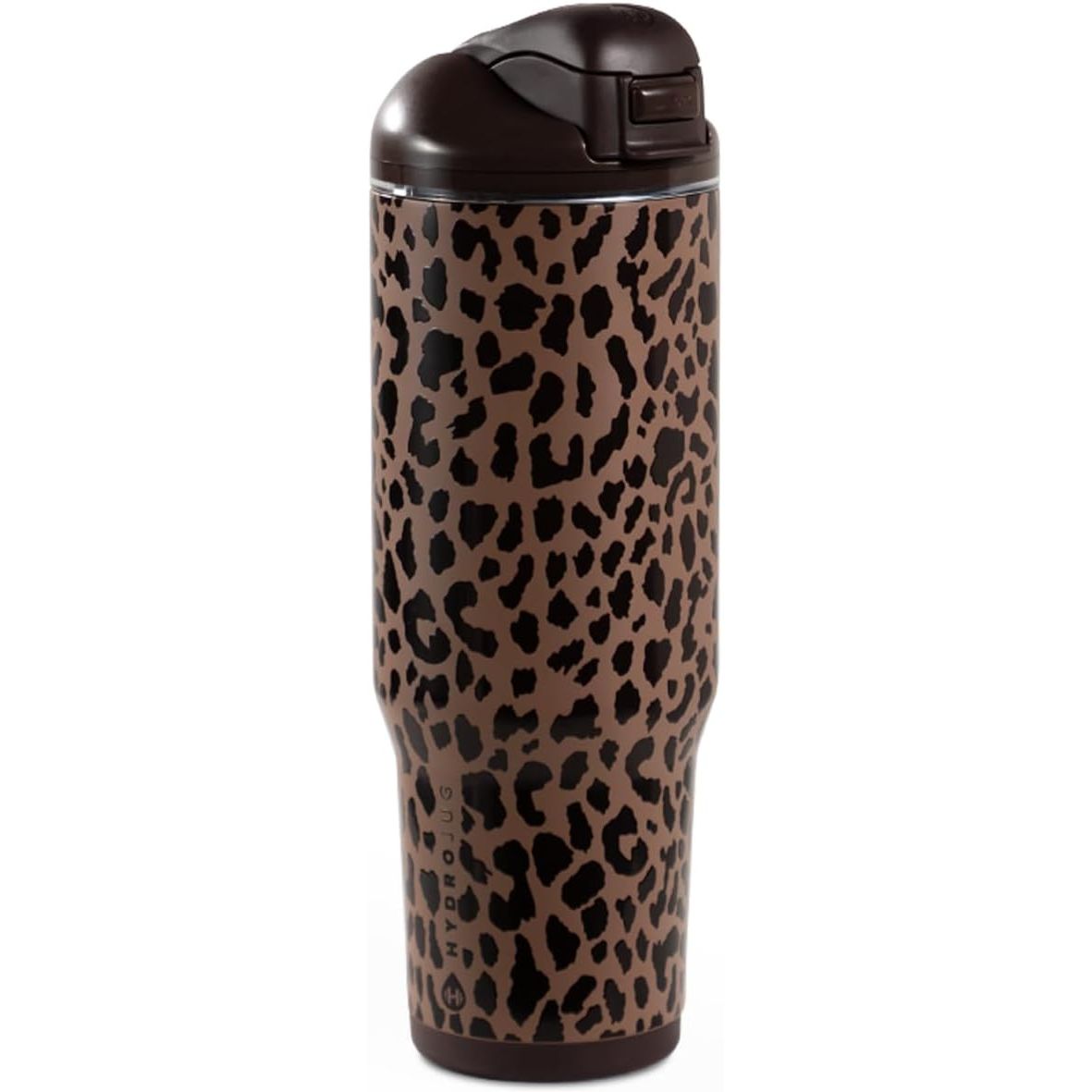 HydroJug Ease2o Water Bottle with Straw & Chug Lid, Stainless Steel, Vented Cap to Help Reduce Pressure, Water-Level Window, Cup Holder Friendly, Non-Slip Base – 32oz, Brown Leopard
