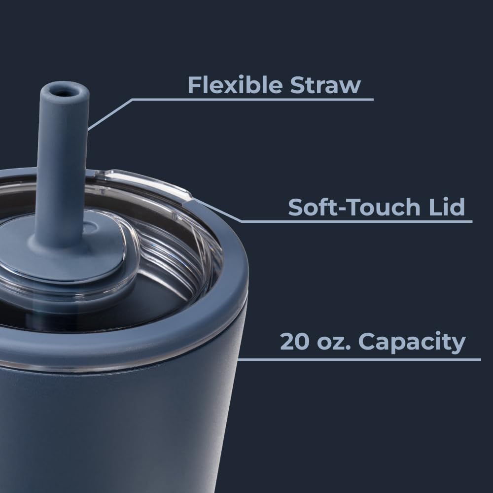 HydroJug Everyday Tumbler 20 oz – Ceramic-Lined Insulated Tumbler with Straw and Soft-Touch Lid, Cup Holder Friendly, Double-Wall Vacuum Insulation, Reusable Travel Cup – Cascade