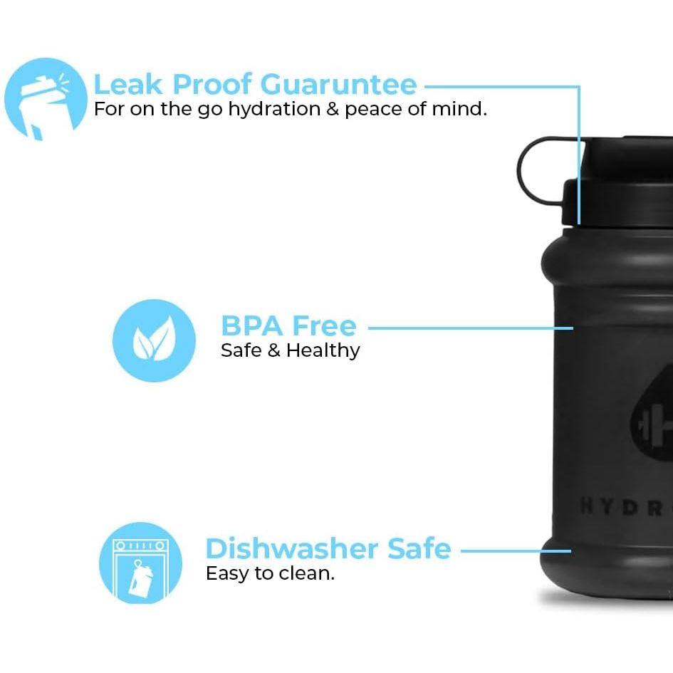 HydroJug Water Bottle 32oz - Refillable, Reusable Jug With Carry Handle - Leakproof Guarantee - Great For On-The-Go Hydration - Dishwasher Safe, BPA Free