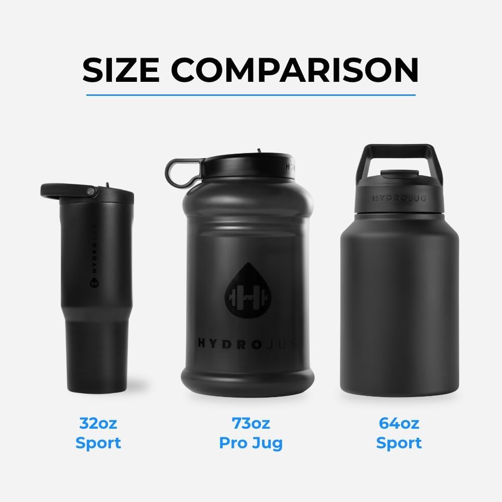 HydroJug Sport - Stainless Steel Tumbler with Straw, Vacuum Insulated, 64oz Leakproof Water Bottle, Ergonomic Design, Reusable, Dishwasher Safe, Rubber Base, Durable for Gym or Outdoors, Sage