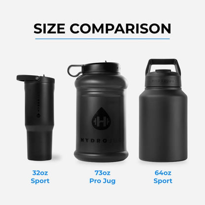 HydroJug Sport - Stainless Steel Tumbler with Straw, Vacuum Insulated, 64oz Leakproof Water Bottle, Ergonomic Design, Reusable, Dishwasher Safe, Rubber Base, Durable for Gym or Outdoors, Sage