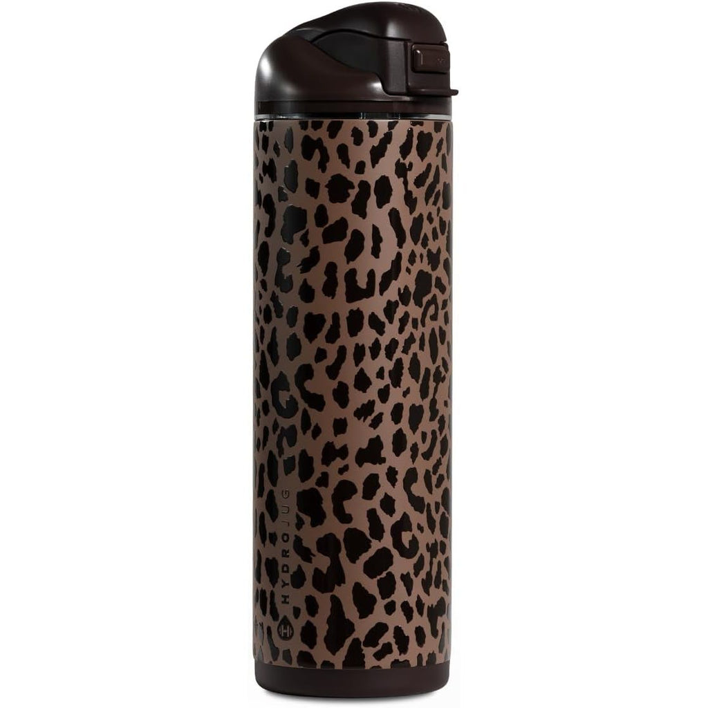 HydroJug Ease2o Water Bottle with Straw & Chug Lid, Stainless Steel, Vented Cap to Help Reduce Pressure, Water-Level Window, Cup Holder Friendly, Non-Slip Base – 32oz, Brown Leopard