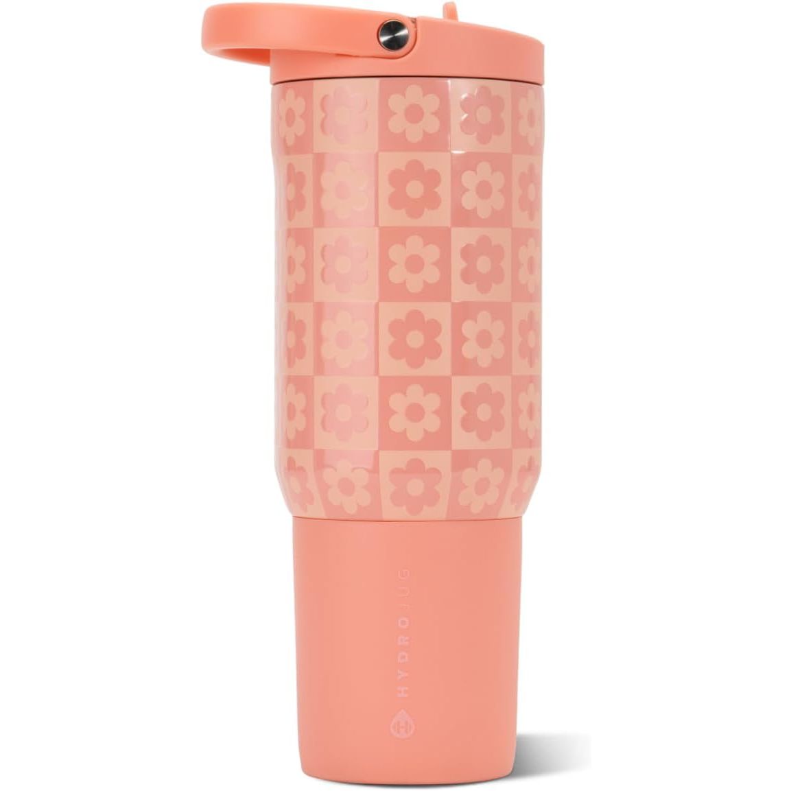 HydroJug Sport - Stainless Steel Tumbler with Straw, Vacuum Insulated, 32oz Leakproof Water Bottle, Ergonomic Design, Reusable, Dishwasher Safe, Rubber Base, Durable for Gym or Outdoors, Pink Sand