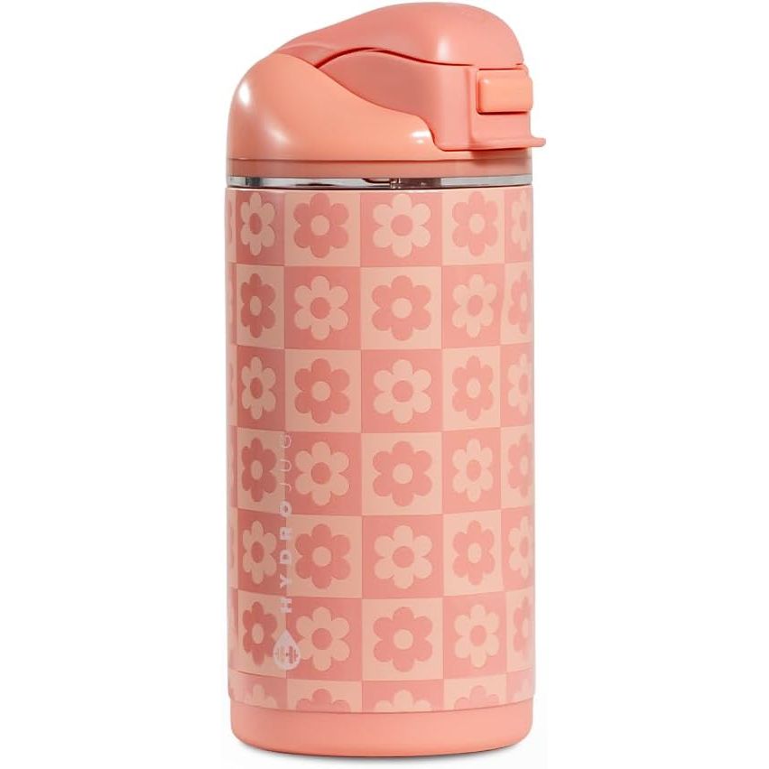 HydroJug Ease2o 14oz Kids Insulated Stainless Steel Water Bottle, Dual Straw & Chug Lid, Leak-Resistant Locking Lid, Vented Cap, Cup Holder Friendly, BPA-Free – Ballerina