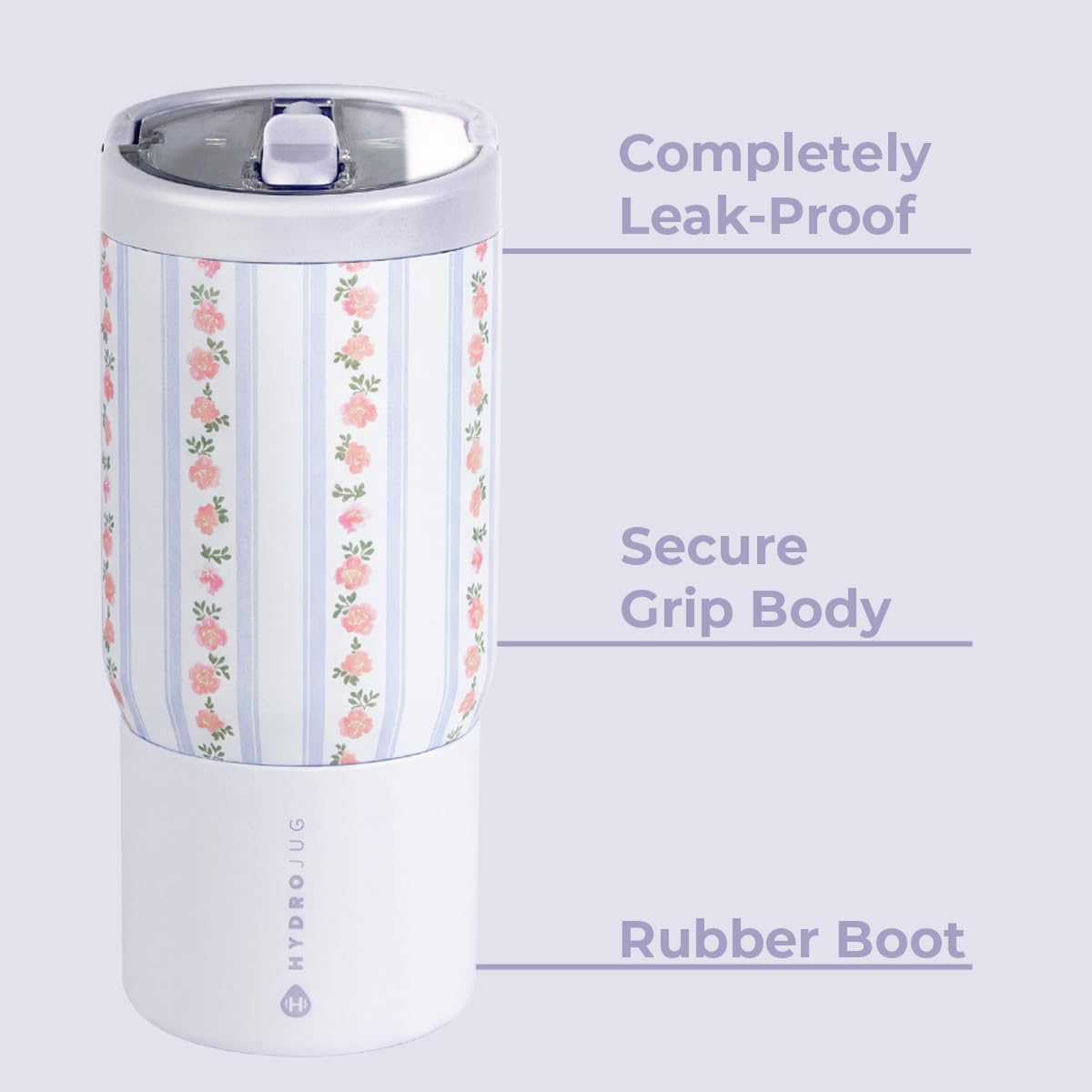 HydroJug Kids 14 oz Sport Water Bottle – Stainless Steel, Insulated, 100% Leakproof, With Carry Handle, BPA-Free – Kid-Friendly Design – Durable & Dishwasher Safe, Primrose