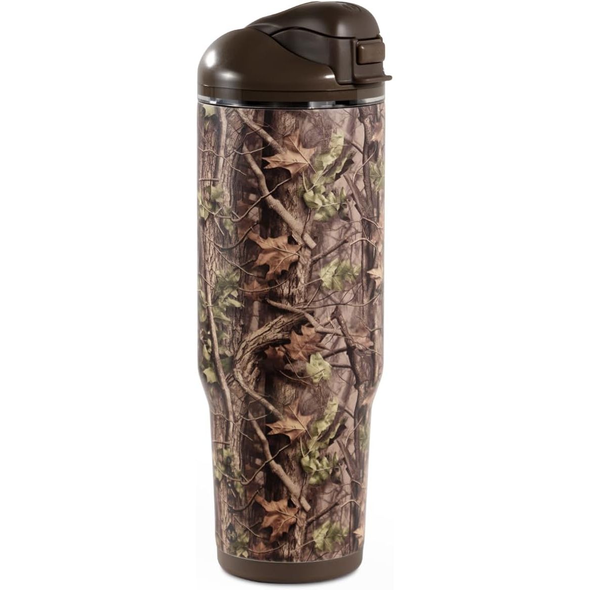 HydroJug Ease2o Water Bottle with Straw & Chug Lid, Stainless Steel, Vented Cap to Help Reduce Pressure, Water-Level Window, Cup Holder Friendly, Non-Slip Base – 32oz, Brown Leopard