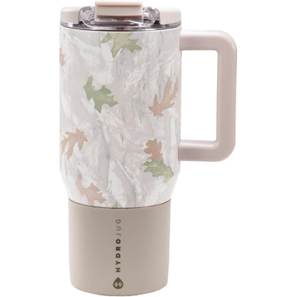 HydroJug Coffee Traveler 20 oz - Leak-Resistant, Ceramic-Lined Insulated Travel Coffee Mug for Hot or Cold Drinks with Flip Lid & Handle, Dishwasher Safe Coffee Tumbler, Brown Leopard