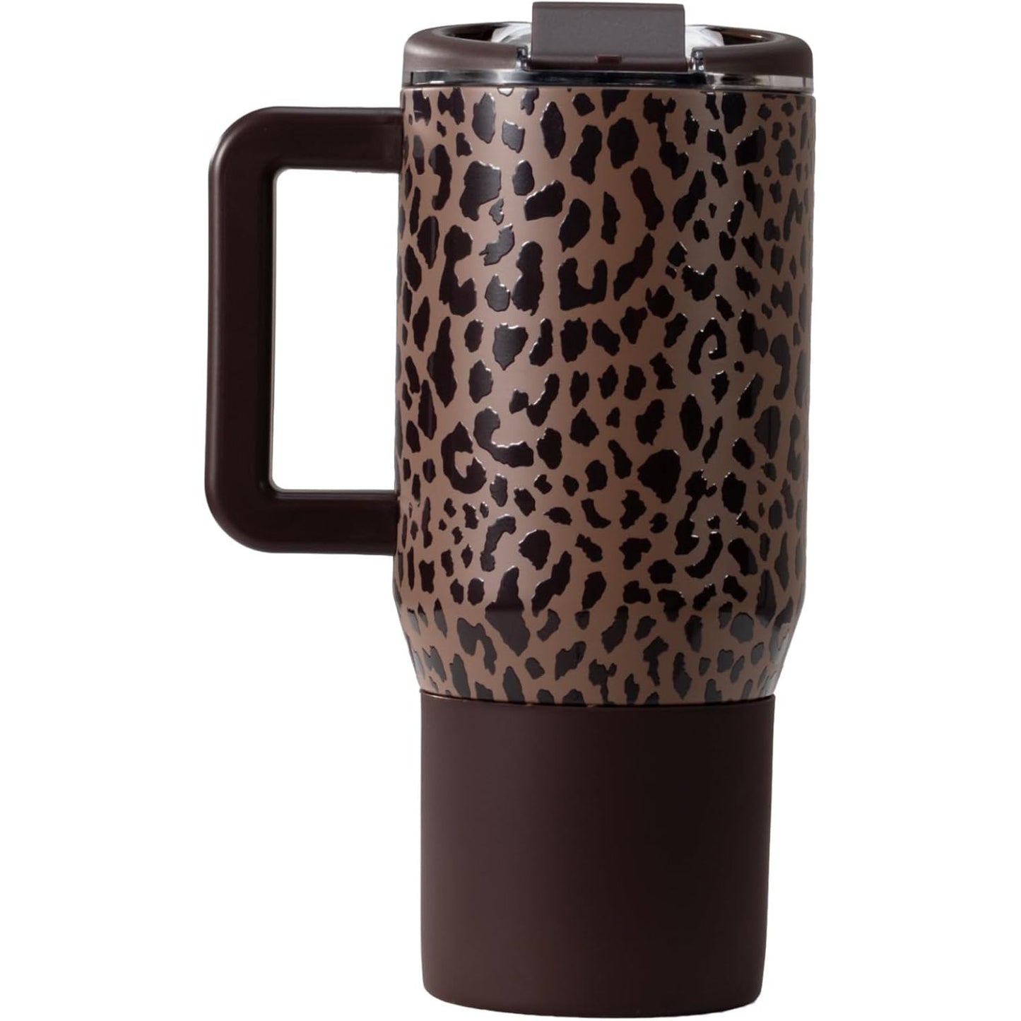 HydroJug Coffee Traveler 20 oz - Leak-Resistant, Ceramic-Lined Insulated Travel Coffee Mug for Hot or Cold Drinks with Flip Lid & Handle, Dishwasher Safe Coffee Tumbler, Brown Leopard