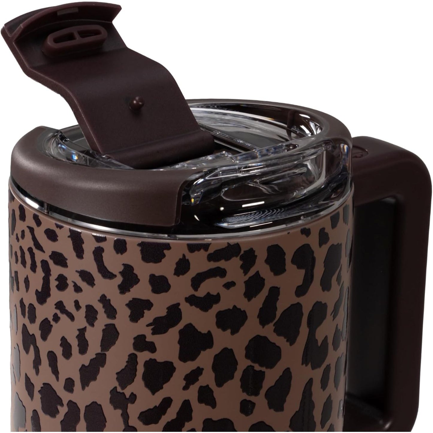 HydroJug Coffee Traveler 20 oz - Leak-Resistant, Ceramic-Lined Insulated Travel Coffee Mug for Hot or Cold Drinks with Flip Lid & Handle, Dishwasher Safe Coffee Tumbler, Brown Leopard